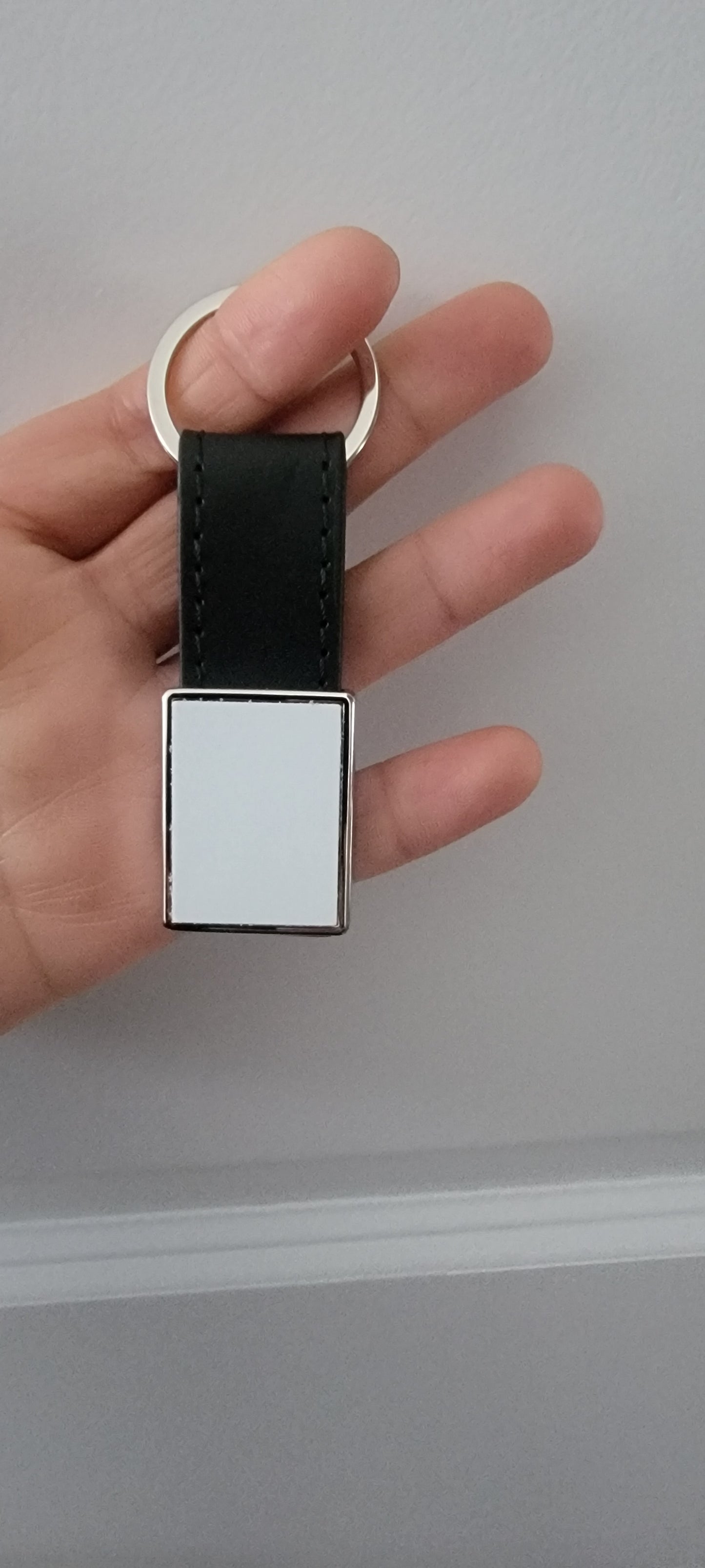 Leather Rectangle Keychain with Sublimation Disc