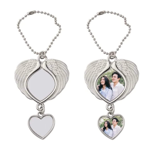 NEW! Angel wing Tear drop with Heart Disc sublimation car hanger