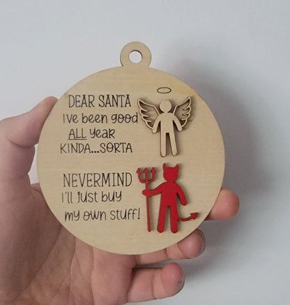 Angel/Devil Wooden Christmas ornaments