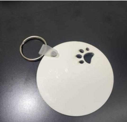 MDF Round with Paw Keytag