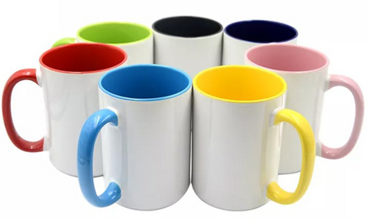 Sublimation 15 oz Mugs Colored Handle and Inside