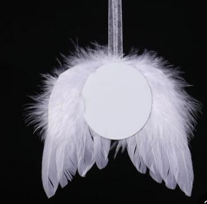 Angel feather wing with 3 inch MDF round disc for sublimation