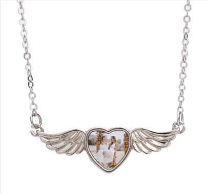 Sublimation Angel Heart Wing Necklace