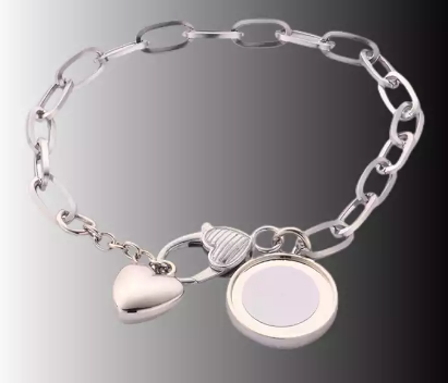 Sublimation Heart Metal Charm Bracelet