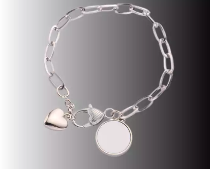 Sublimation Heart Metal Charm Bracelet