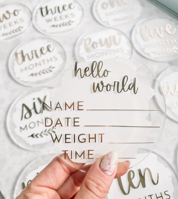 Acrylic Round Discs without holes Baby Milestones/ Cake Topper (clear, rose gold or gold)