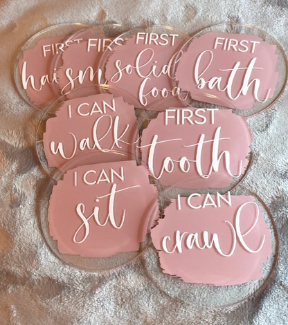 Acrylic Round Discs without holes Baby Milestones/ Cake Topper (clear, rose gold or gold)