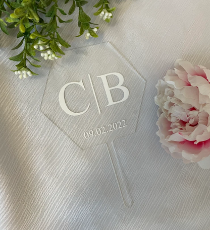 Acrylic Transparent Hexagon Cake Topper Blank