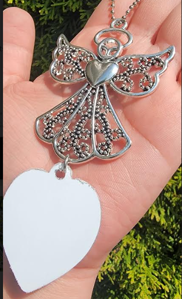 Angel Wing With Heart Disc Ornament