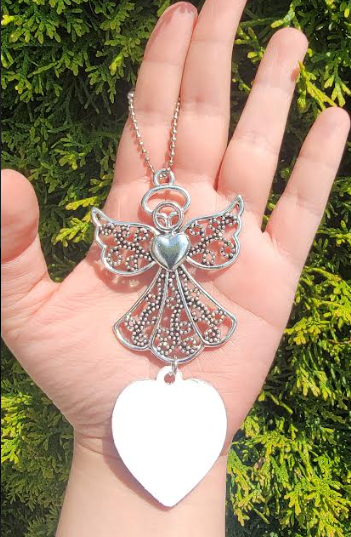 Angel Wing With Heart Disc Ornament