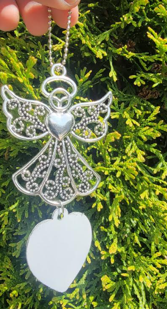 Angel Wing With Heart Disc Ornament