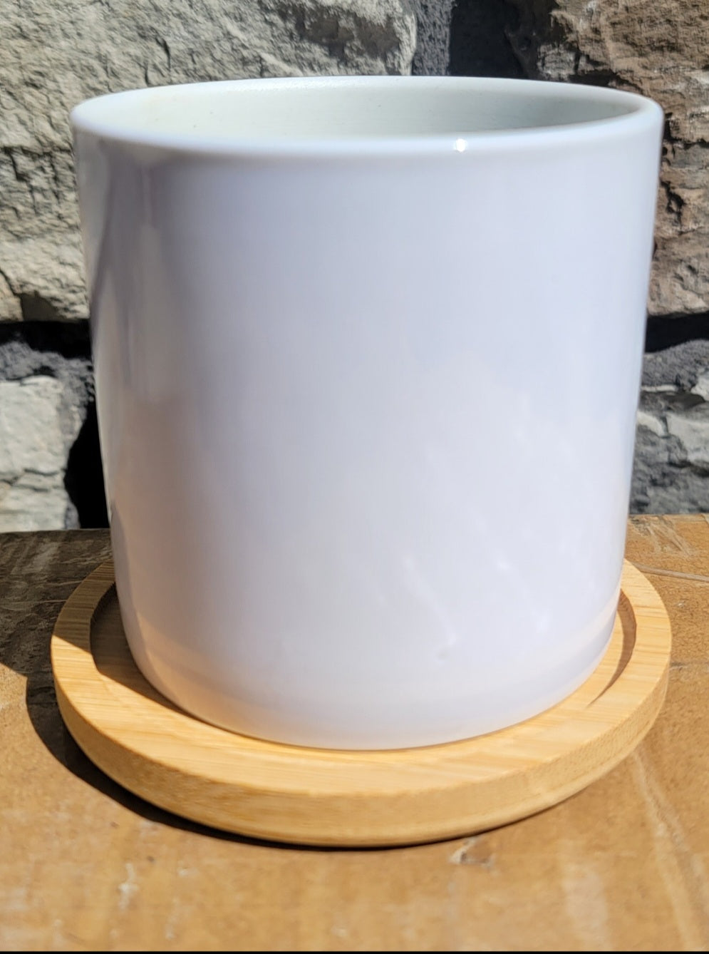 Sublimation Ceramic Flower pot with bamboo tray