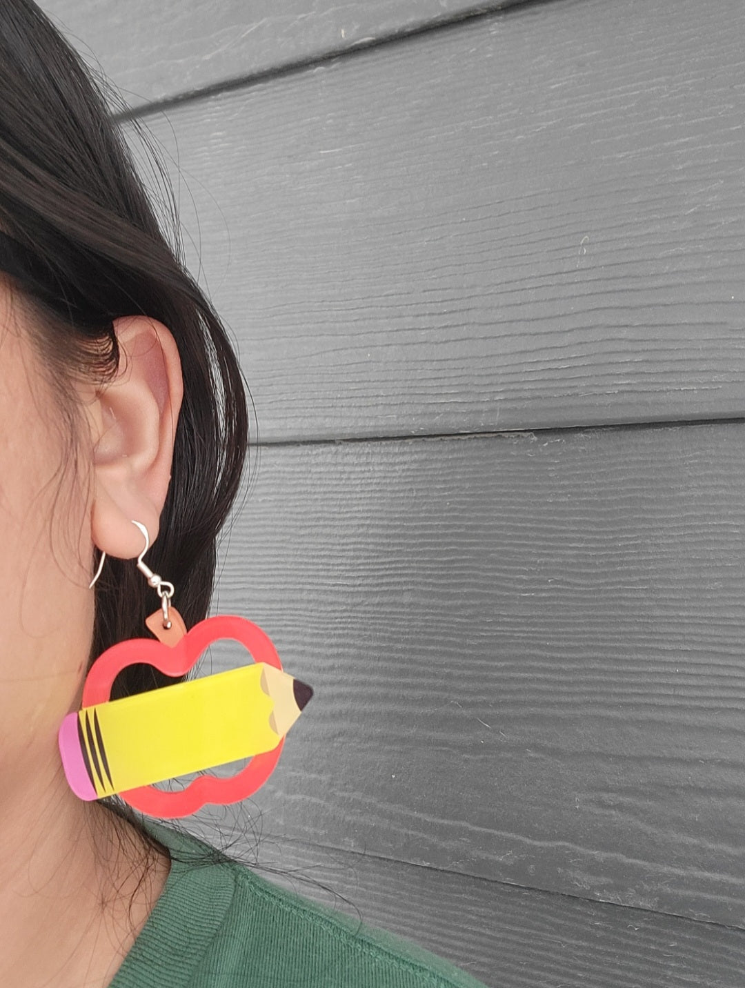 Apple/pencil Acrylic earrings