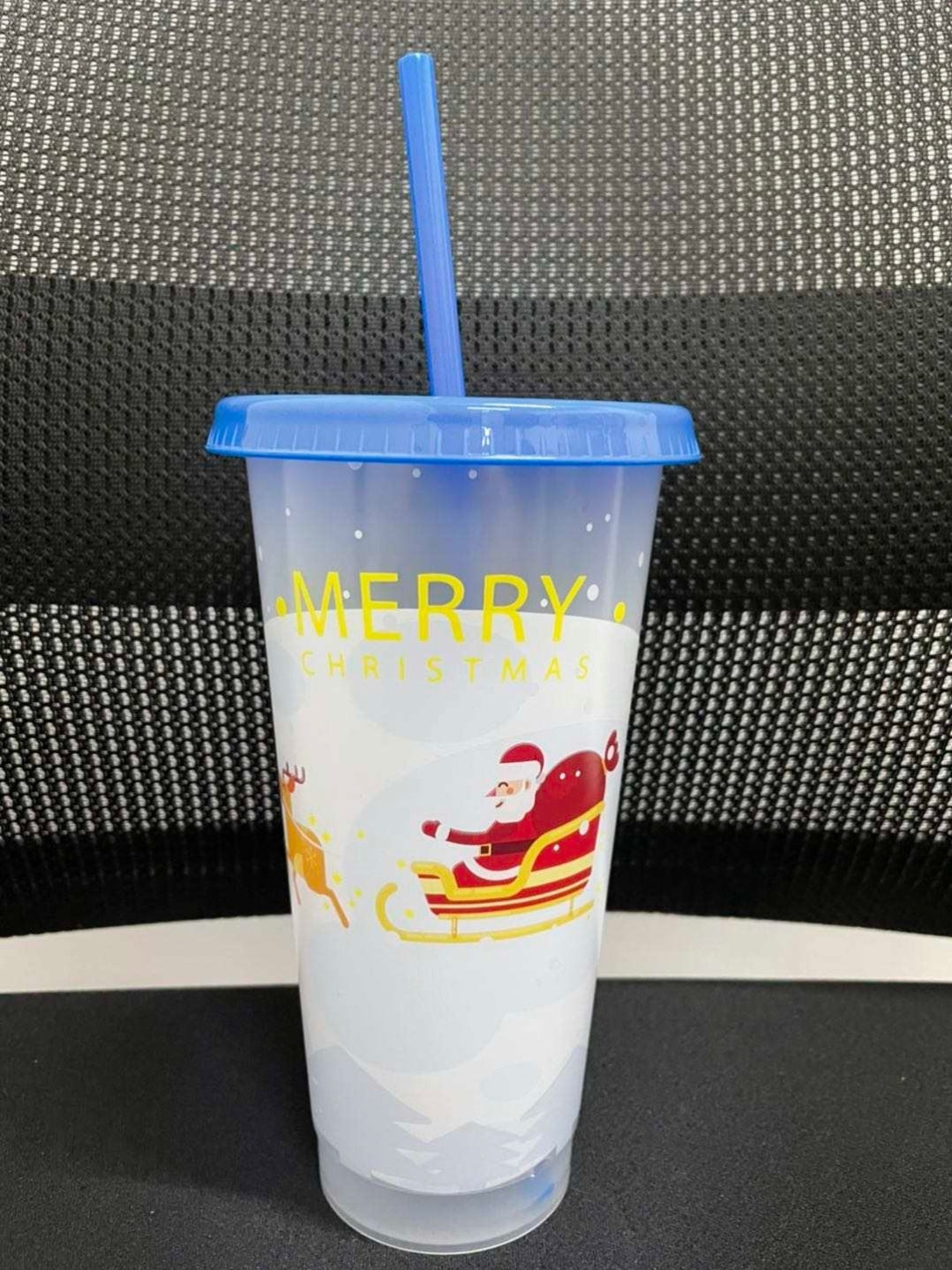 710 mL Color Changing Reusable Christmas Cups with Straw