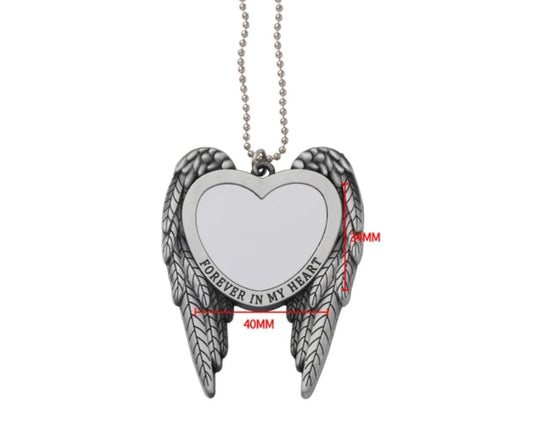 Stainless Forever in My Heart Angel wing Sublimation Charm