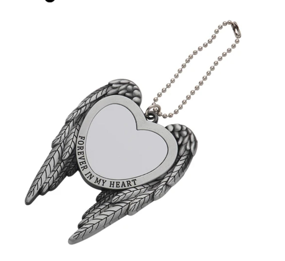 Stainless Forever in My Heart Angel wing Sublimation Charm