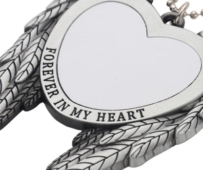 Stainless Forever in My Heart Angel wing Sublimation Charm