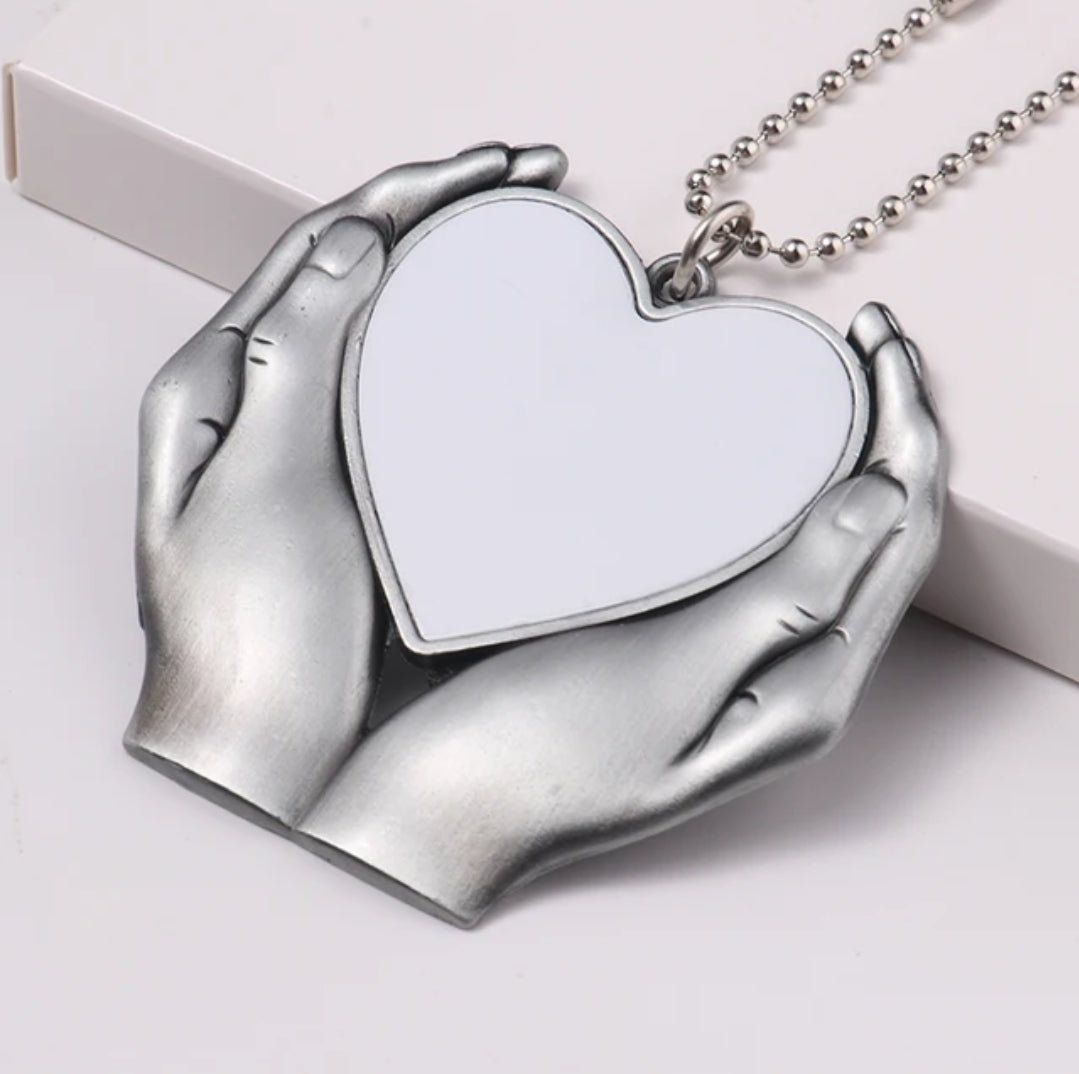 Stainless Memorial Bottom Hands on Heart