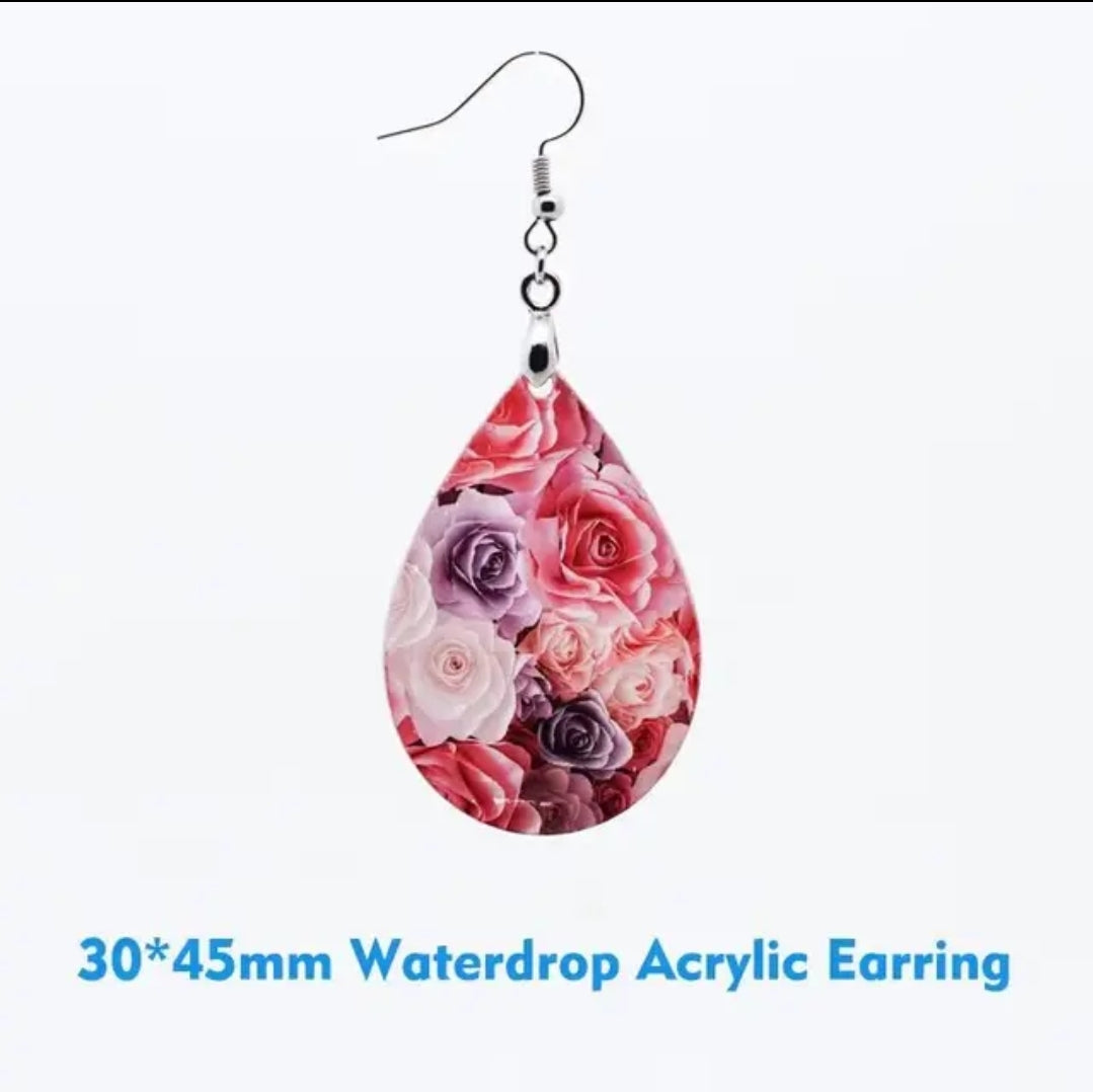 Acrylic Tear drop Earrings for sublimation with Sublimation cardstock