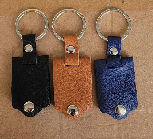 Leather Keychains with metal blank disc