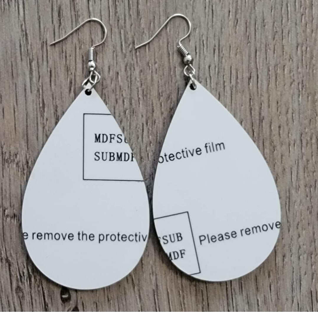 MDF  Tear drop Earrings for sublimation