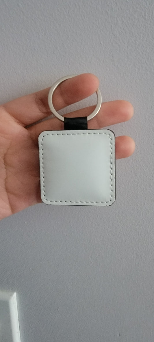 PU leatherette square keychain