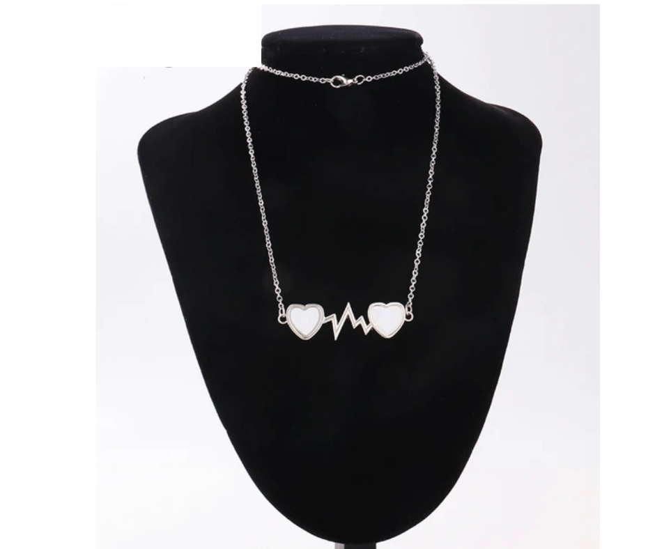 Sublimation Double Connected Heart  Necklace