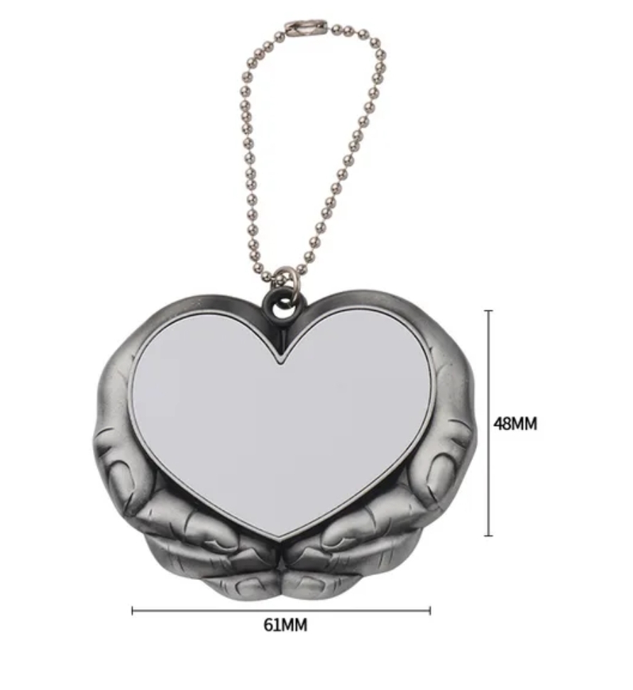 Necklace Sublimation Heart Necklace with Diamonds Silver